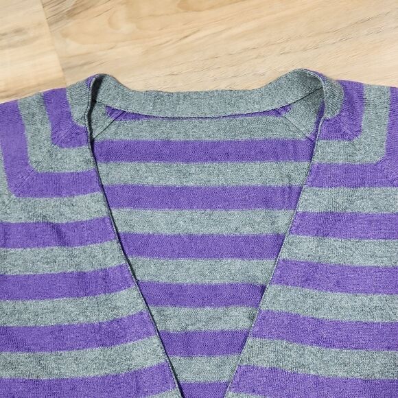 💚TNA Purple & Gray Stripe Long Sleeve Wool Blend Sweater w/Pockets Small - Picture 4 of 12
